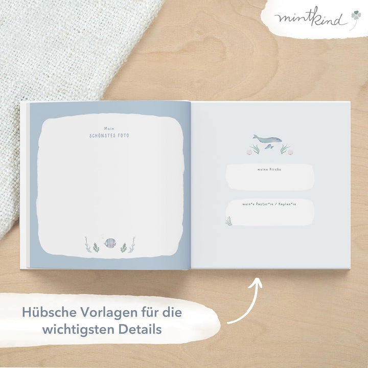 mintkind® Gästebuch Meine Kommunion Wal I Kommunion Geschenk personalisiert I Buch zur Kommunion Eri