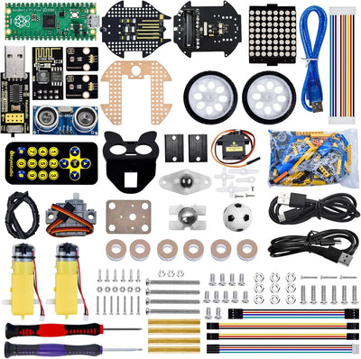 KEYESTUDIO Raspberry Pi Pico Robot Car Kit, Pi Pico Starter Kit, MicroPython C+, App-Steuerung, inkl