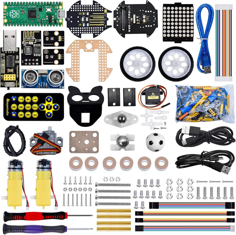 KEYESTUDIO Raspberry Pi Pico Robot Car Kit, Pi Pico Starter Kit, MicroPython C+, App-Steuerung, inkl