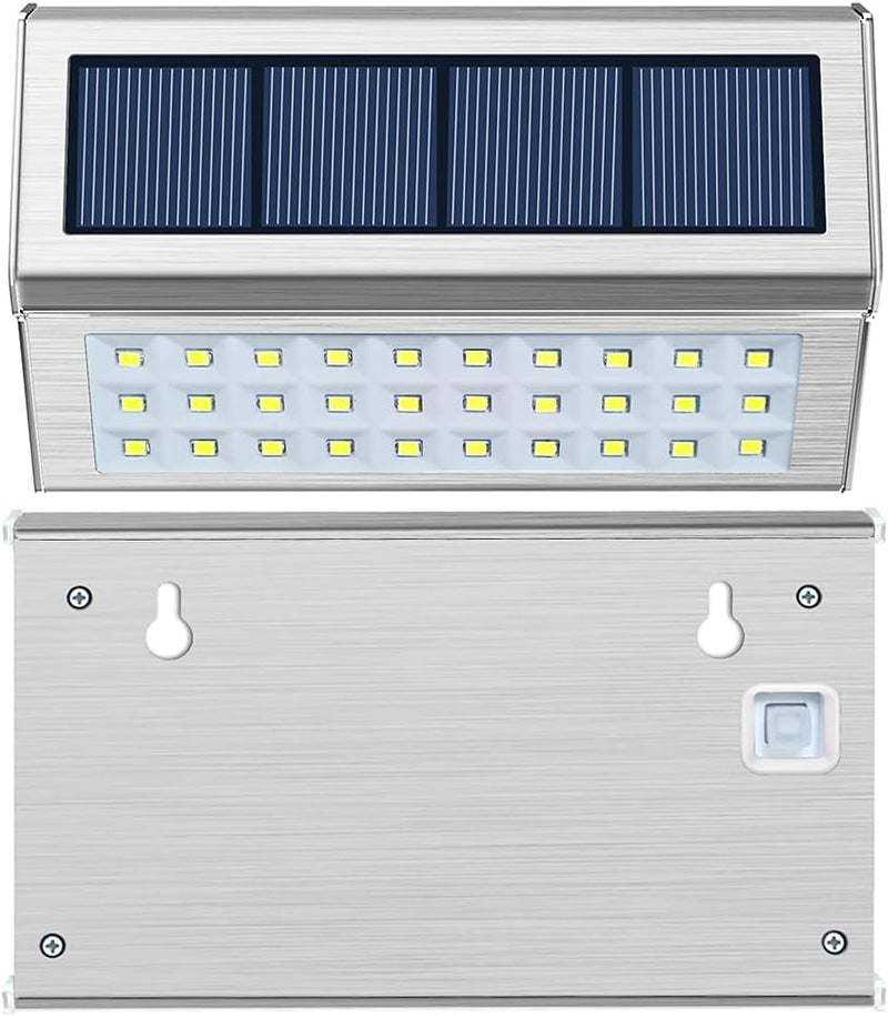 Solarleuchten Garten 30 LED Edelstahl Treppenleuchten, Aussenleuchte Wandleuchten, Zaun Solarleuchte