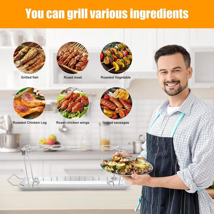 Buwico Grilltes Hühnchen Hühnchenbein Halter, Edelstahl Grill mit Grillplatte, klappbarer praktische