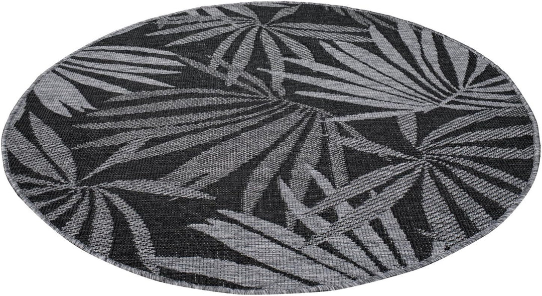 carpet city Outdoor Teppich Wetterfest 160 cm Rund - Grau-Anthrazit - Wendeteppich, Beidseitiges Flo