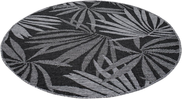 carpet city Outdoor Teppich Wetterfest 160 cm Rund - Grau-Anthrazit - Wendeteppich, Beidseitiges Flo