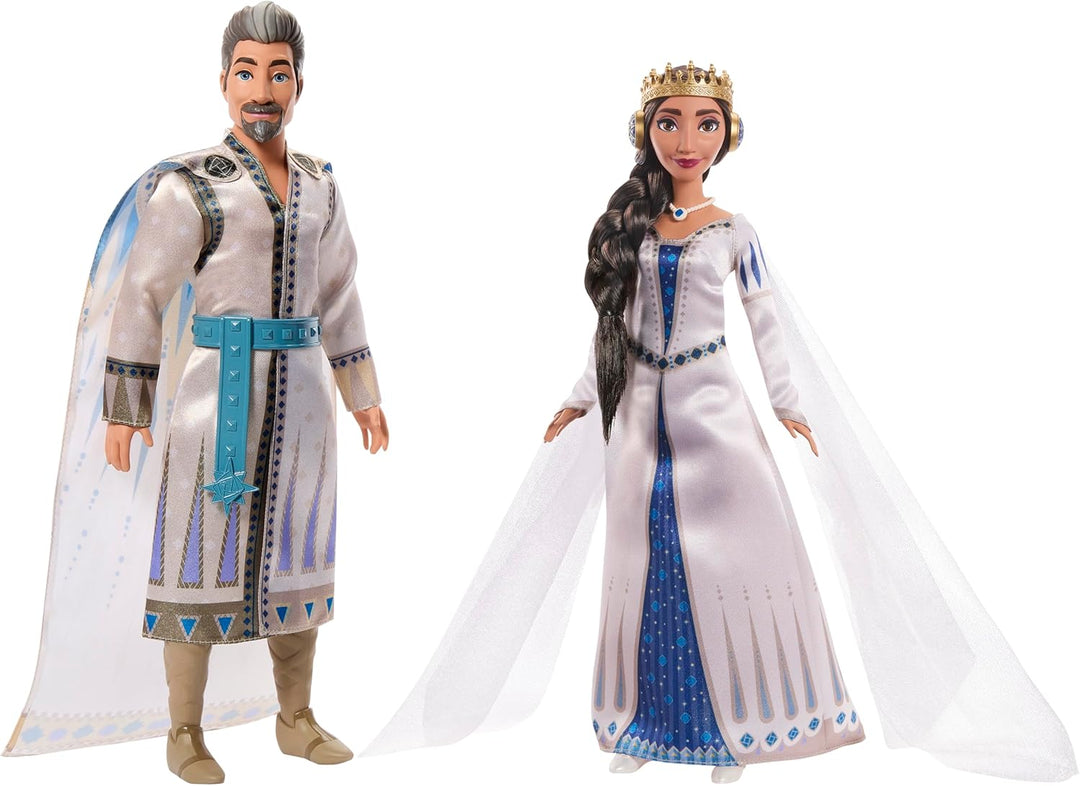 Mattel Disneys Wish, König Magnifico und Königin Amaya von Rosas, 2er-Pack, posierbare Modepuppen mi