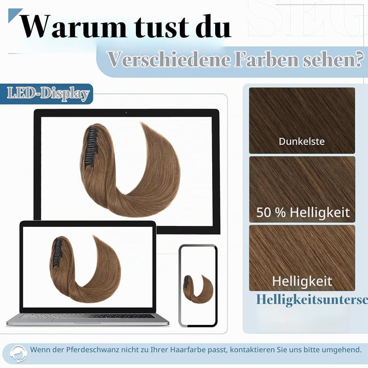 SEGO Ponytail Extension Echthaar Pferdeschwanz Zopf Clip in Haarteil Haarverlängerung 100% Remy Haar