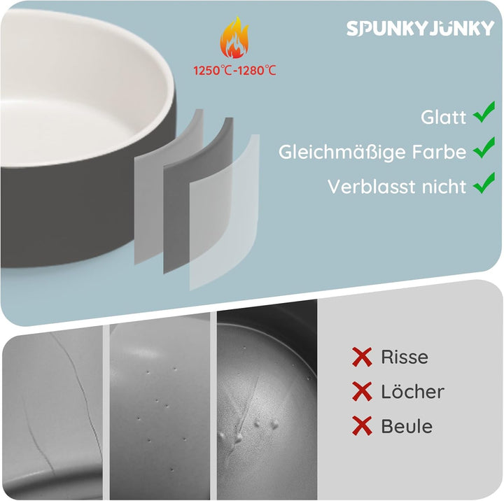 SPUNKYJUNKY Keramik Hundenapf Fressnapf Futternapf Katzennapf Napf für Katzen und Hunde (400ml, Weis
