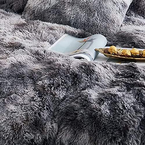 Michorinee Plüsch Bettwäsche 220x240 Winter Flauschig Warme Bettbezug Fleece Flausch Langhaar Kunstf