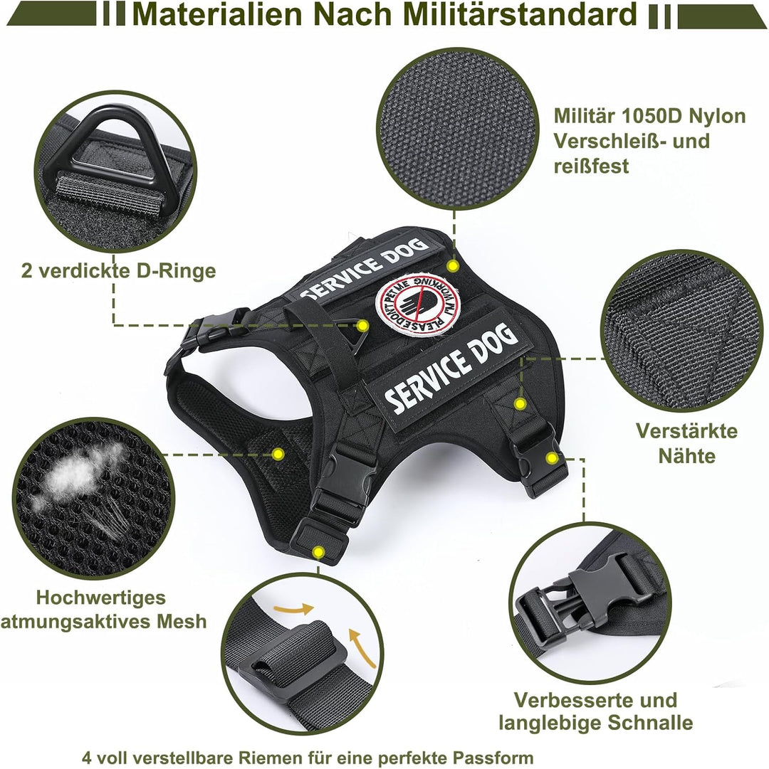 Demigreat Taktisches Anti-Zug-Hundegeschirr Klein Mittel Gross Hund M Stern Schwarz, M Stern Schwarz