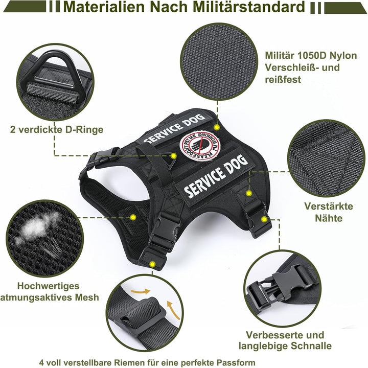 Demigreat Taktisches Anti-Zug-Hundegeschirr Klein Mittel Gross Hund M Stern Schwarz, M Stern Schwarz