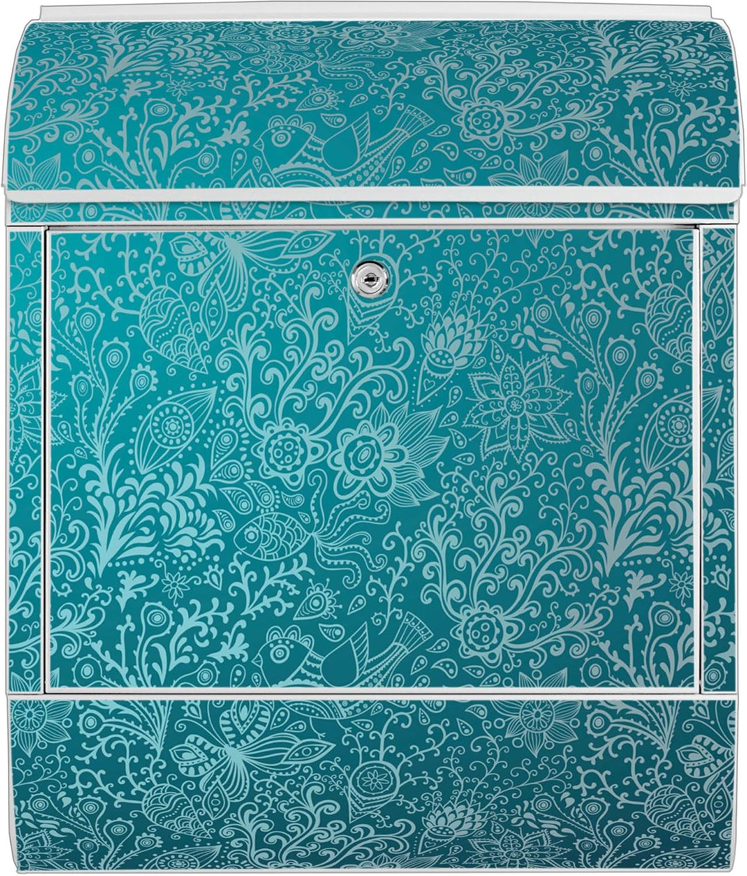 banjado Design Briefkasten 38,5x46,5x13cm & 2 Schlüssel - Briefkasten Stahl Weiss mit Zeitungsfach p