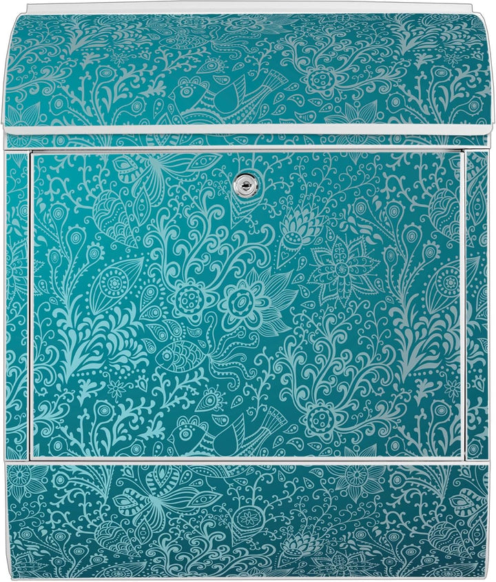 banjado Design Briefkasten 38,5x46,5x13cm & 2 Schlüssel - Briefkasten Stahl Weiss mit Zeitungsfach p