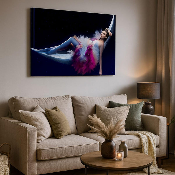 Bilder auf Leinwand 100x70cm Leinwandbild Frau Geheimnis Kleid elegant Gross Wanddeko Bild Schlafzim