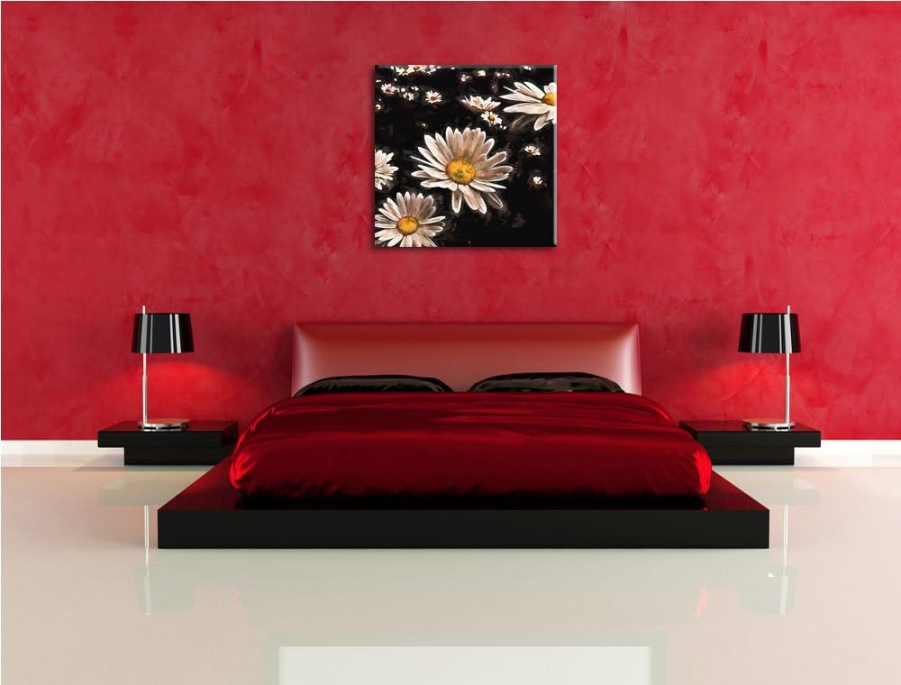 Pixxprint Margeriten als Leinwandbild/Grösse: 70x70 cm/Wandbild/Kunstdruck/fertig bespannt, 70x70