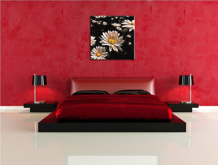 Pixxprint Margeriten als Leinwandbild/Grösse: 70x70 cm/Wandbild/Kunstdruck/fertig bespannt, 70x70
