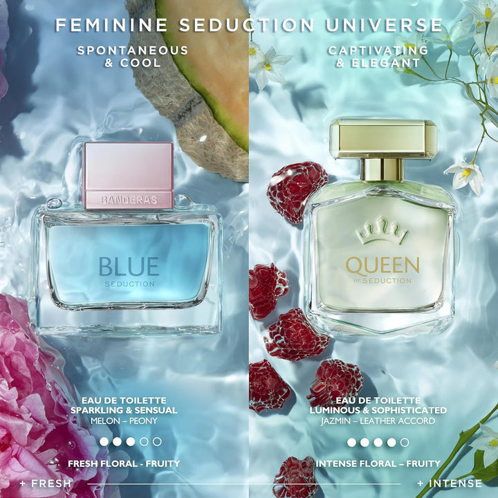 Antonio Banderas Perfumes – Blue Seduction Woman – Eau de Toilette Spray für Frauen, Blumiger und Aq