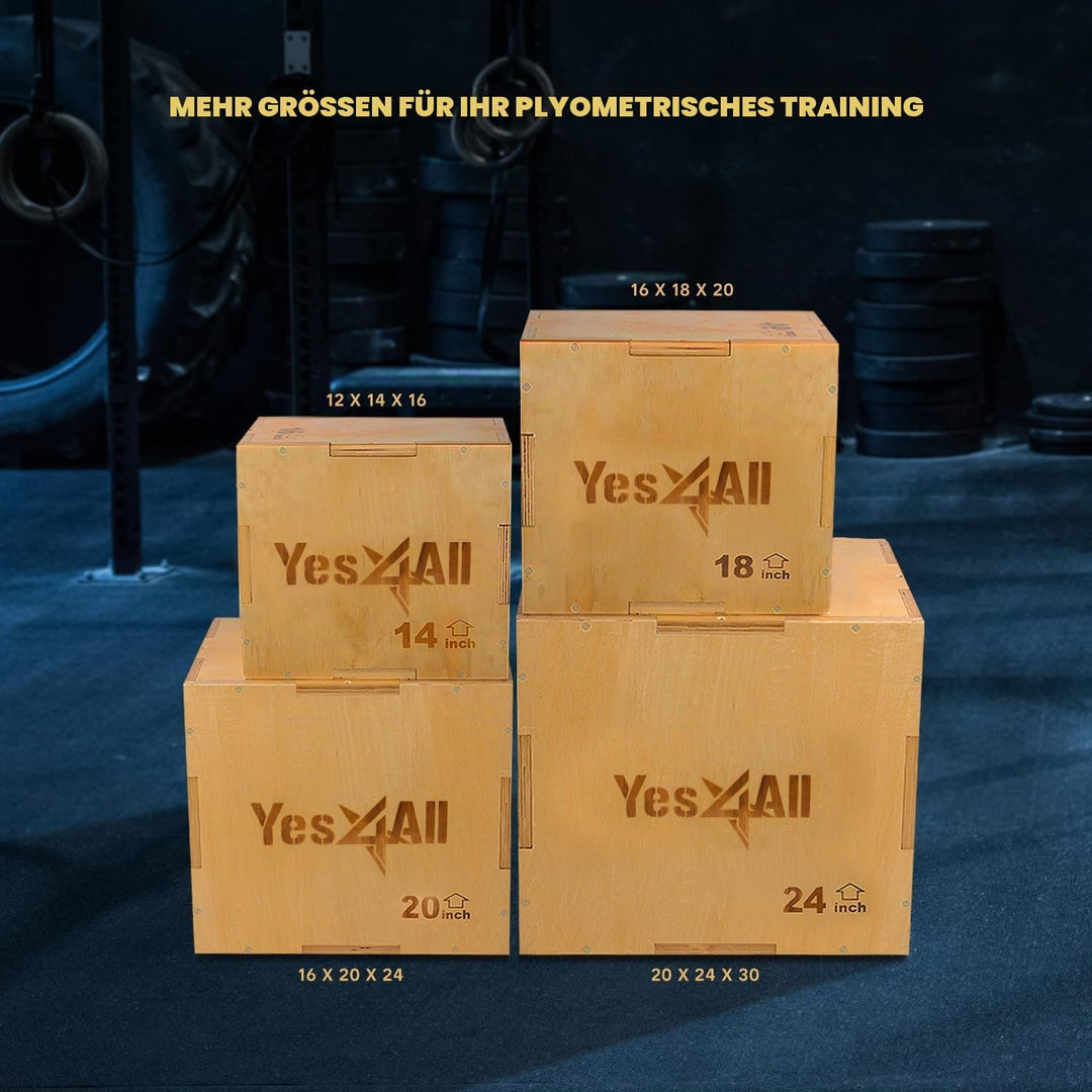 Yes4All 3 in 1 Wooden Plyo Box, Sprungbox, Plyometric Box Plattform für Sprungtraining, Home Gym und