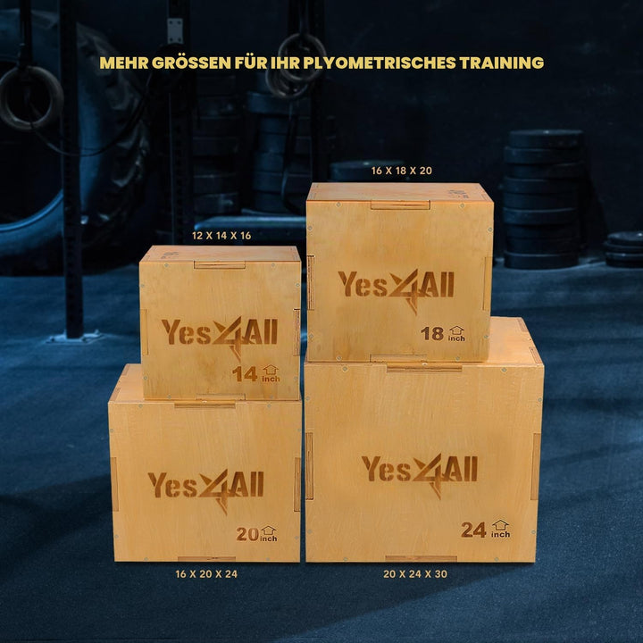 Yes4All 3 in 1 Wooden Plyo Box, Sprungbox, Plyometric Box Plattform für Sprungtraining, Home Gym und