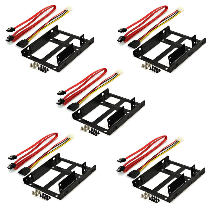 Rhombutech® Set 5X Einbaurahmen für 2X 2,5 Zoll HDD/SSD auf 3,5 Zoll - Metall - sehr stabil - optimi