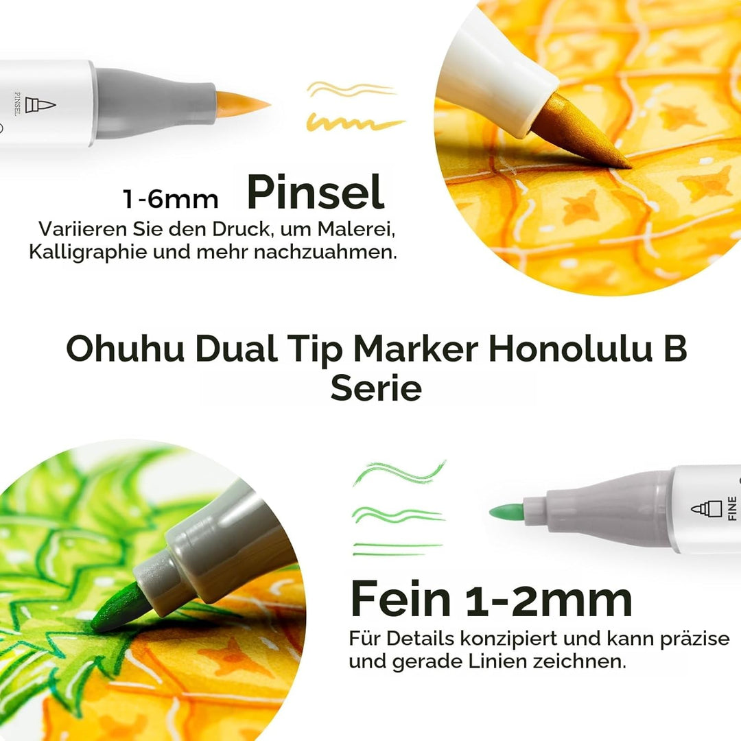 Graffiti Stifte, Ohuhu 120 Farbige Graffiti Marker Doppelspitze (Pinsel & feine Spitze) Marker Stift