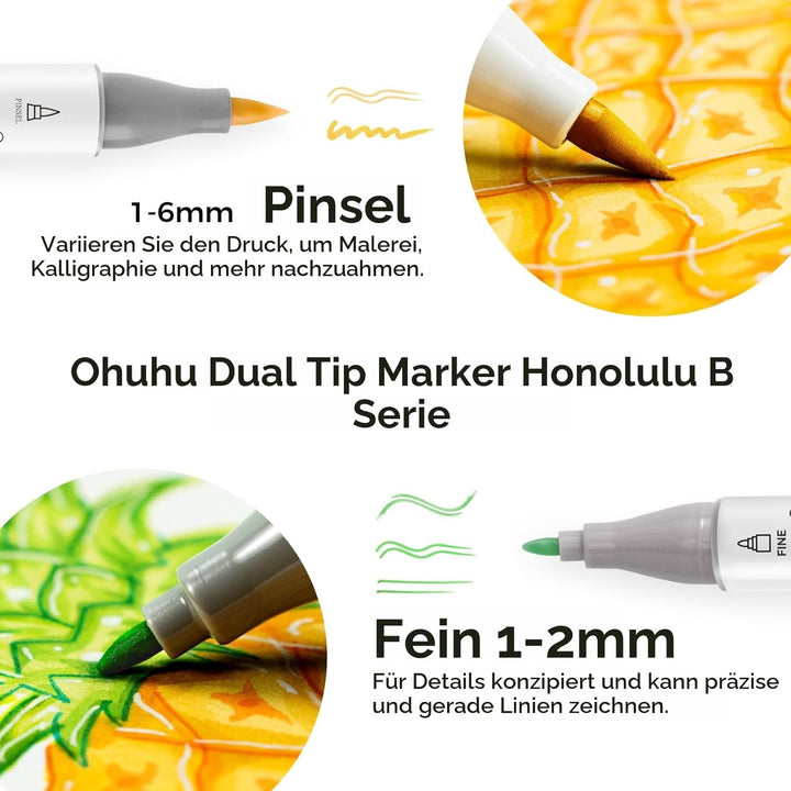 Graffiti Stifte, Ohuhu 120 Farbige Graffiti Marker Doppelspitze (Pinsel & feine Spitze) Marker Stift