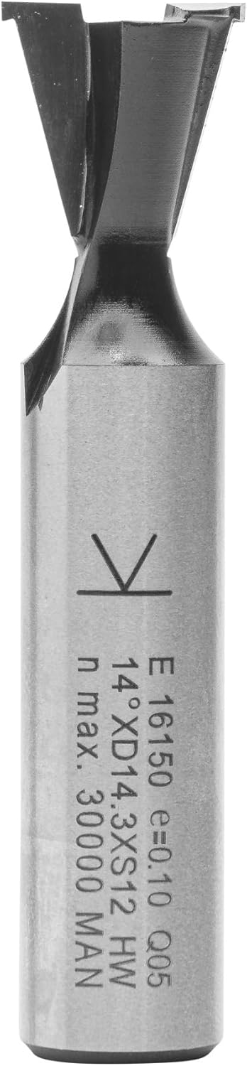 ENT 16150 Zinkenfräser HW, Schaft (S) 12 mm, NL 13,5 mm, D1 14,3 mm, D2 12,7 mm, E 14°, SL 40 mm, mi