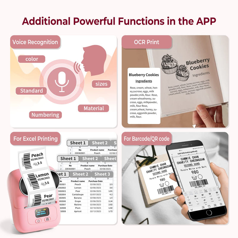Phomemo M110 Tragbarer Etikettendrucker Beschriftungsgerät Selbstklebend, Labeldrucker Bluetooth The