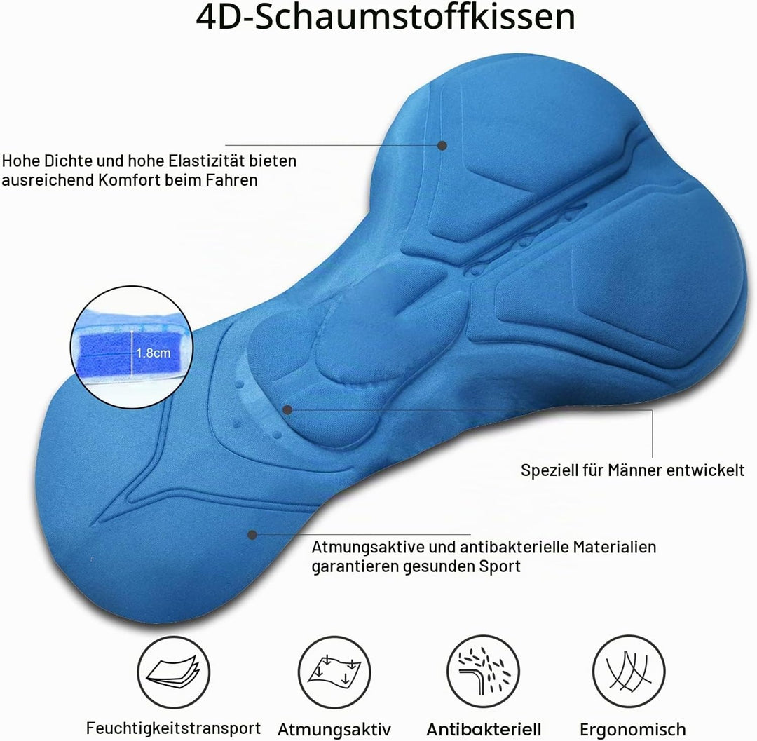 NOOYME Radlerhose Herren Fahrradhose Herren gepolstert 4D Elastische Radlerhose Herren mit Sitzpolst