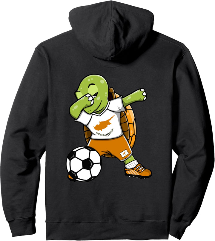 Dabbing Schildkröte Zypern Fussball Zypriotische Flagge Pullover Hoodie