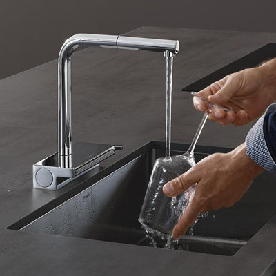 hansgrohe Küchenarmatur Aquno Select M81 (Wasserhahn Küche mit Schlauchbox und Abtropfsieb, 150° sch