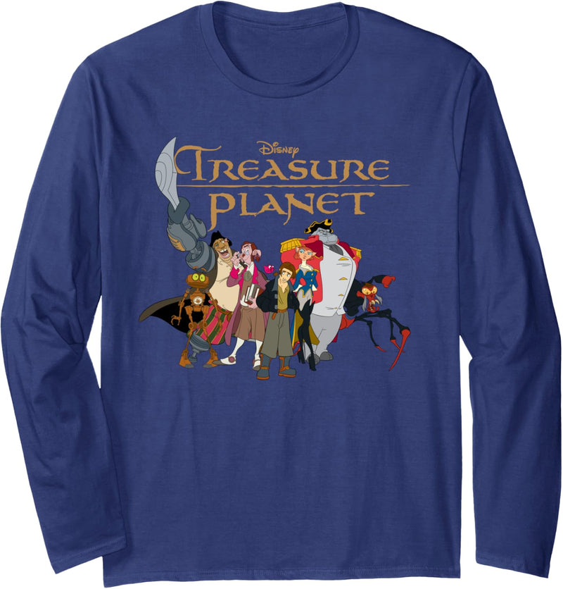 Disney Treasure Planet Logo and Characters Langarmshirt