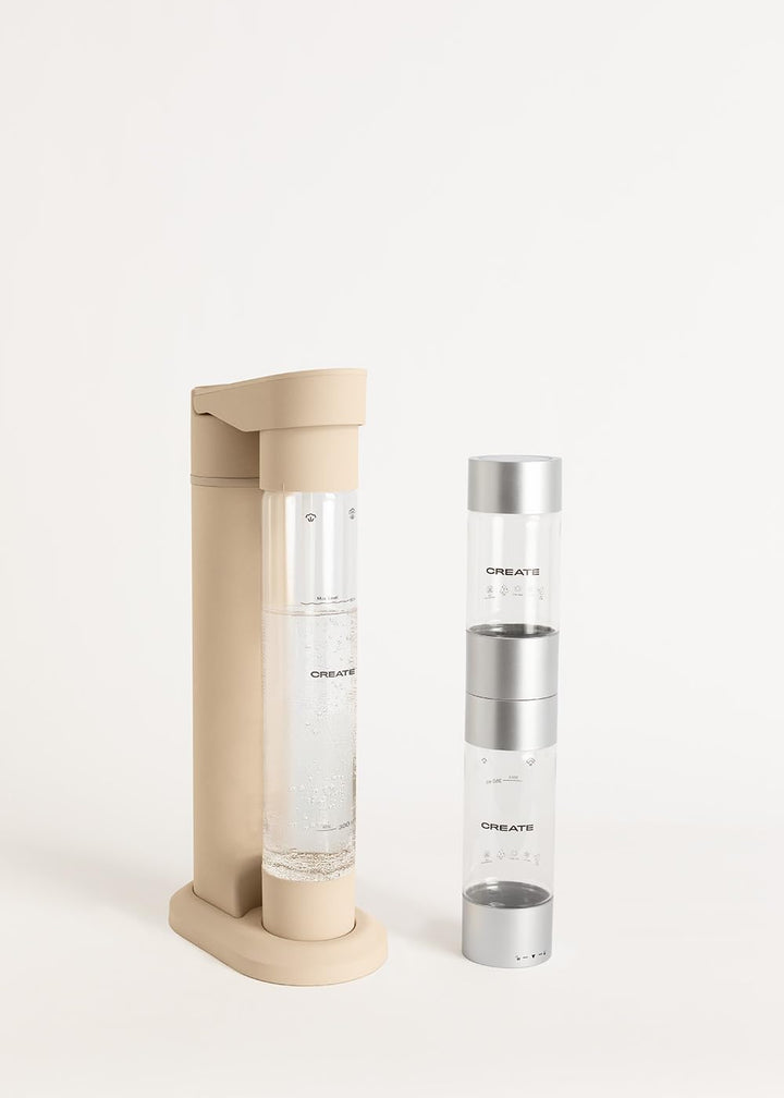 CREATE/SODA MAKER STUDIO/Wassersprudler 1L Sand + Doppelflasche 500ml + 350ml / Keine CO2-Flaschen e