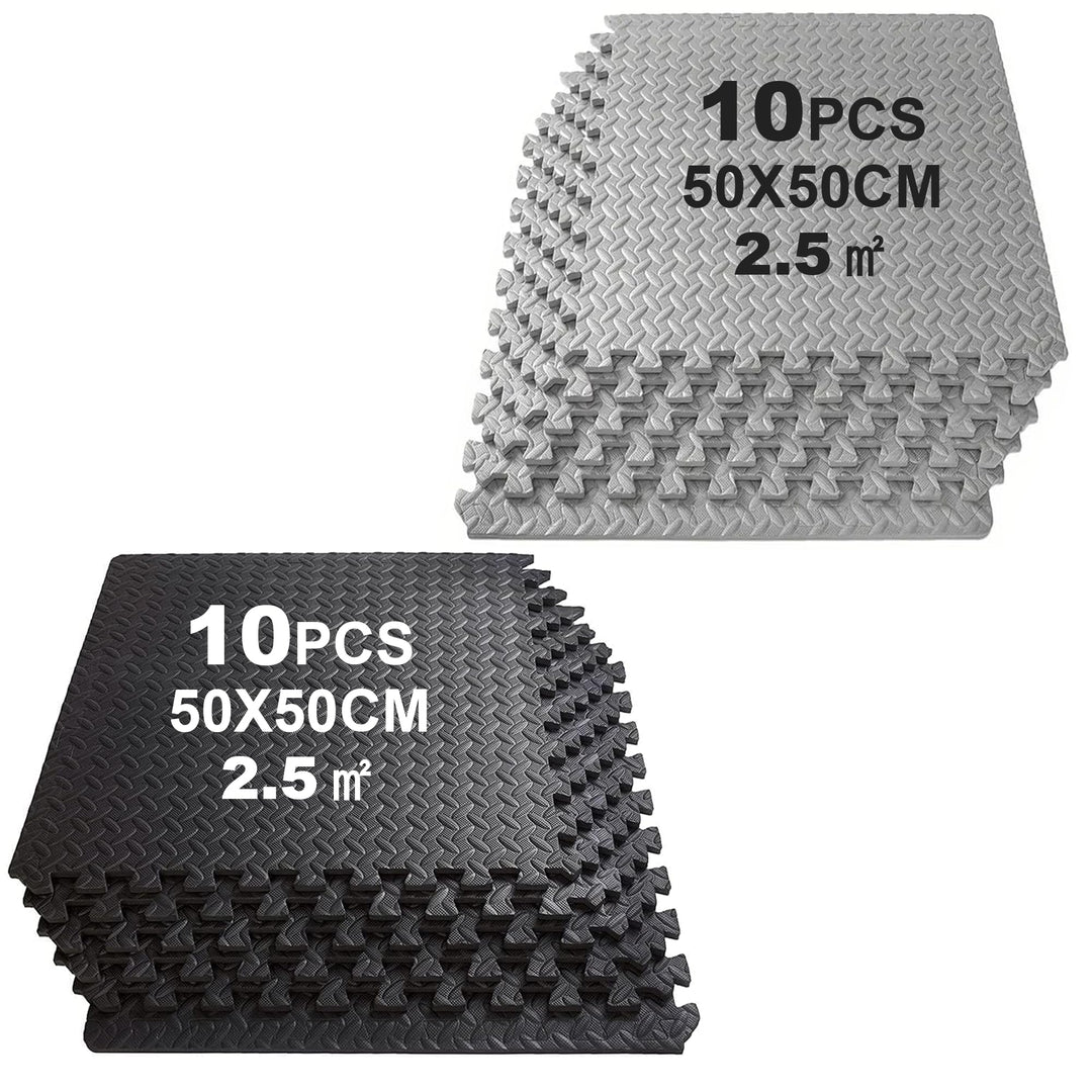 20PCS Bodenschutzmatten Sportgeräte-Matten 50X50X1cm mit Randstücken, 5㎡ rutschfest Eva Fitnessmatte