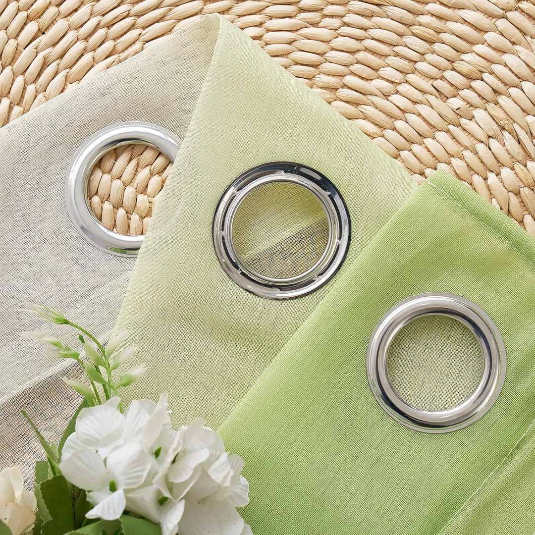 MIULEE Set of 2 Voile Curtains, Two-Tone Curtain with Eyelets, Transparent Curtain, Eyelet Curtain,