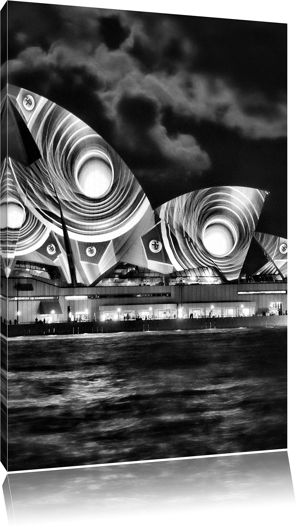 Pixxprint Sydney Opera House Pfauenaugen / 100x70cm Leinwandbild bespannt auf Holzrahmen/Wandbild Ku