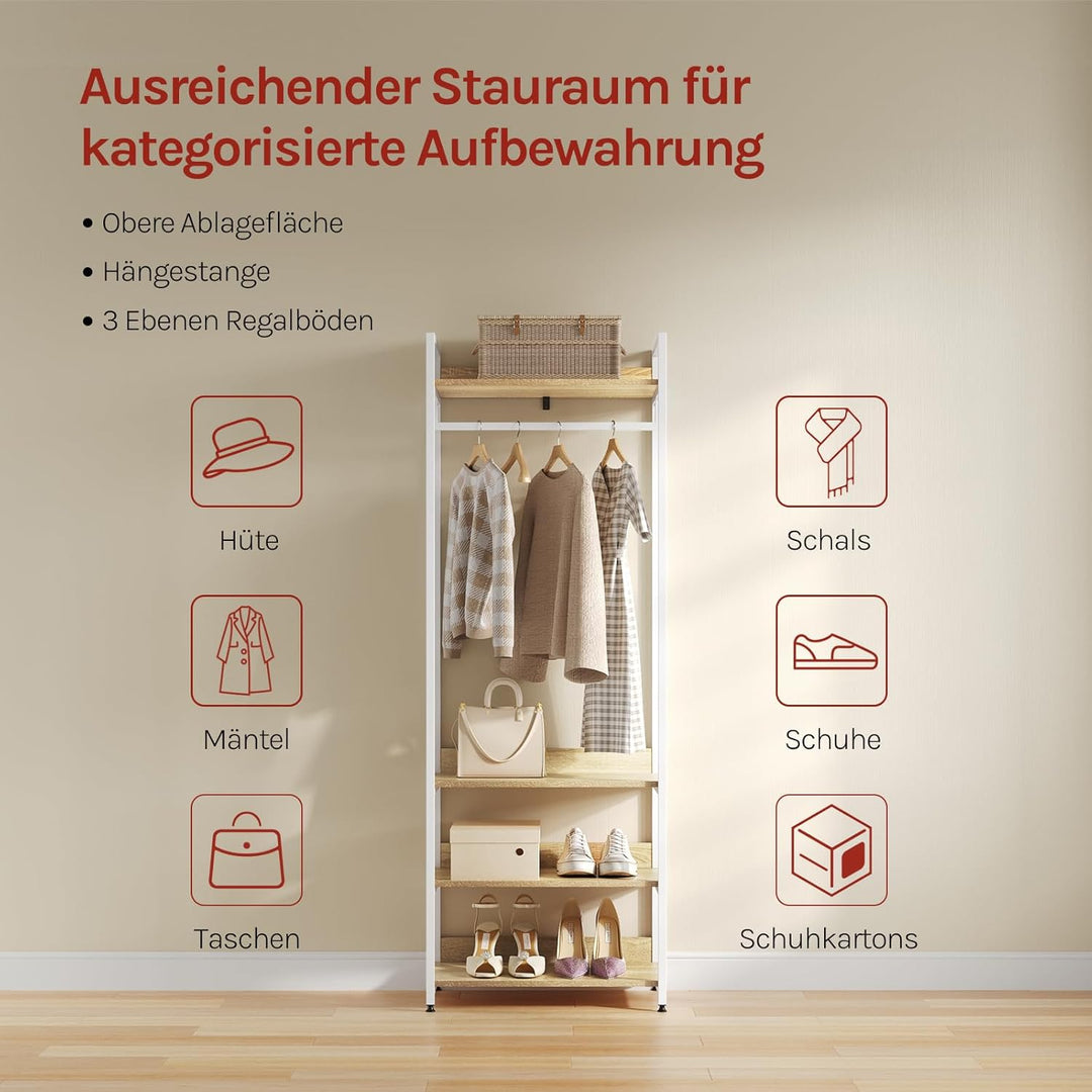 WOLTU Kleiderständer mit Regal Kleiderschrank Offener mit Schuhregal Garderobenständer für Schlafzim