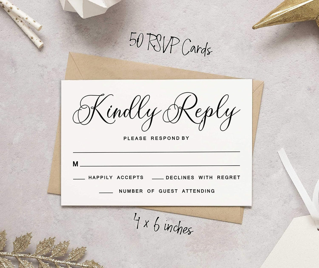 Inkdotpot 50 Leere RSVP-Karten Mit Weissen Umschlägen Weiss 4 "X6 Antwortkarten-RSVP-Antwortkarte Fü