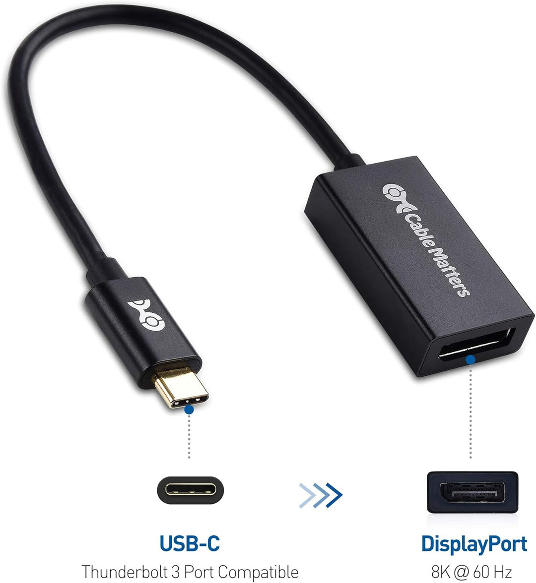 Cable Matters 8K USB C auf DisplayPort Adapter (USB C DisplayPort Adapter) DP 1.4 für 8K 60Hz - Thun