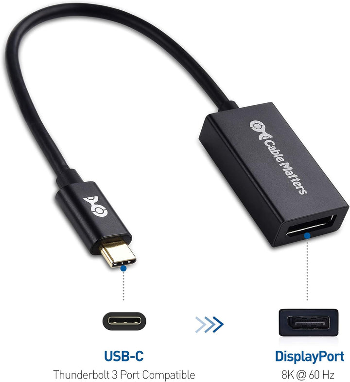 Cable Matters 8K USB C auf DisplayPort Adapter (USB C DisplayPort Adapter) DP 1.4 für 8K 60Hz - Thun