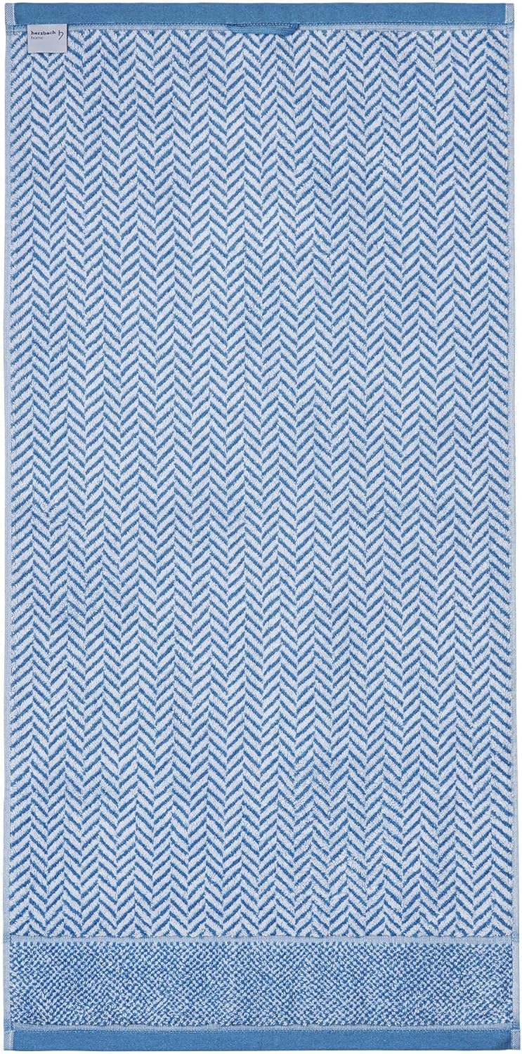 herzbach home Handtuch Duschtuch Set 100% Baumwolle Gemustert (Blau/Weiss, 2 Duschtücher 70x140 cm)