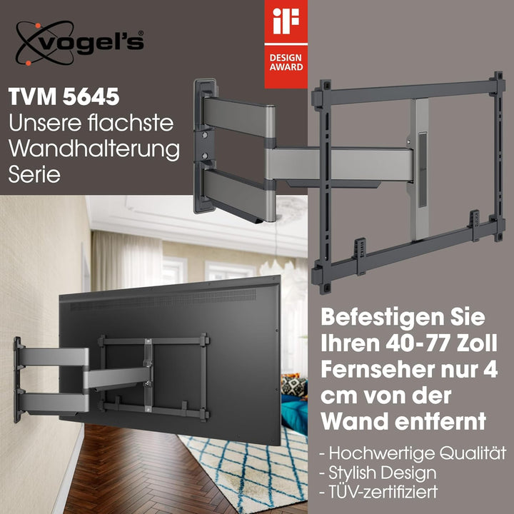 Vogel's Elite TVM 5645 Schwenkbare, ultradünne TV-Wandhalterung & TVA 6400 Medienbox-Halterung, Komp