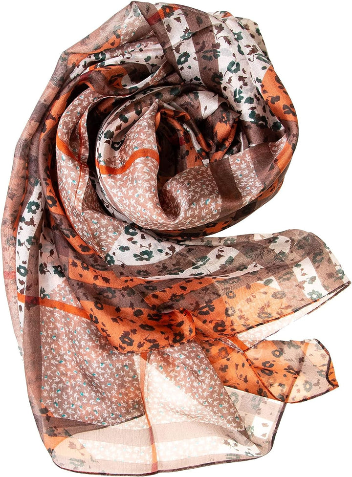 Tinitex Seidenschal Halstuch Schal Chiffon Streifen braun 180x110cm Grafikprint