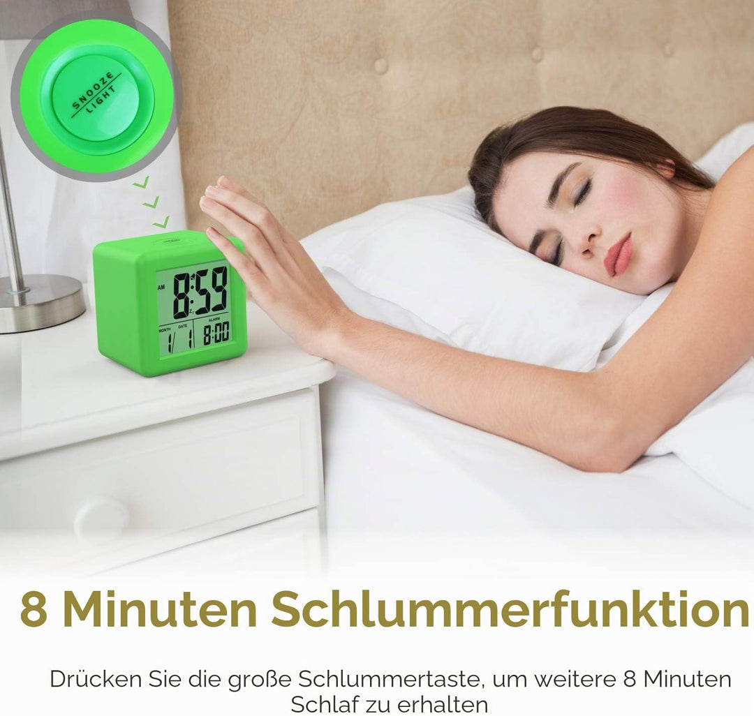 Plumeet Digitaler Reisewecker, Einfach Einzustellen, mit Schlummermodus, Weichem Nachtlicht, Grossem