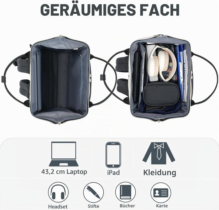 KROSER Laptop-Rucksack Damen 17 Zoll Business Reiserucksack Wasserdicht mit Hartgeschältem Sicherhei