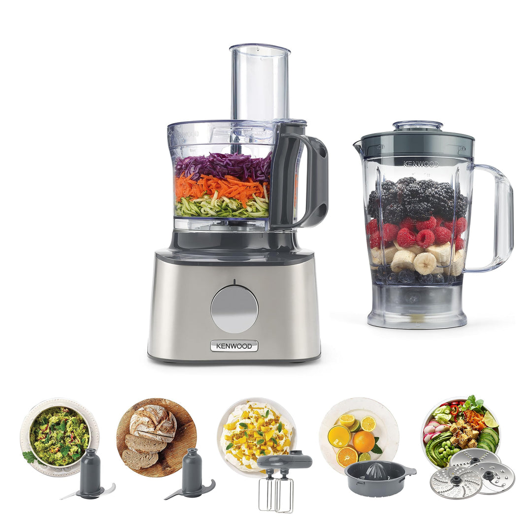 Kenwood Multipro Compact FDM301SS Kompakt-Küchenmaschine, 2,1 Liter, inkl. Edelstahl Messer, 3 Arbei