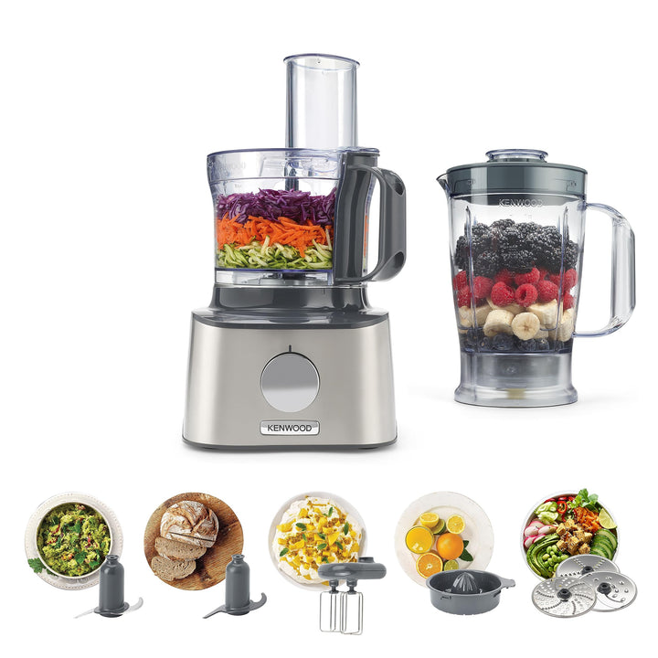 Kenwood Multipro Compact FDM301SS Kompakt-Küchenmaschine, 2,1 Liter, inkl. Edelstahl Messer, 3 Arbei