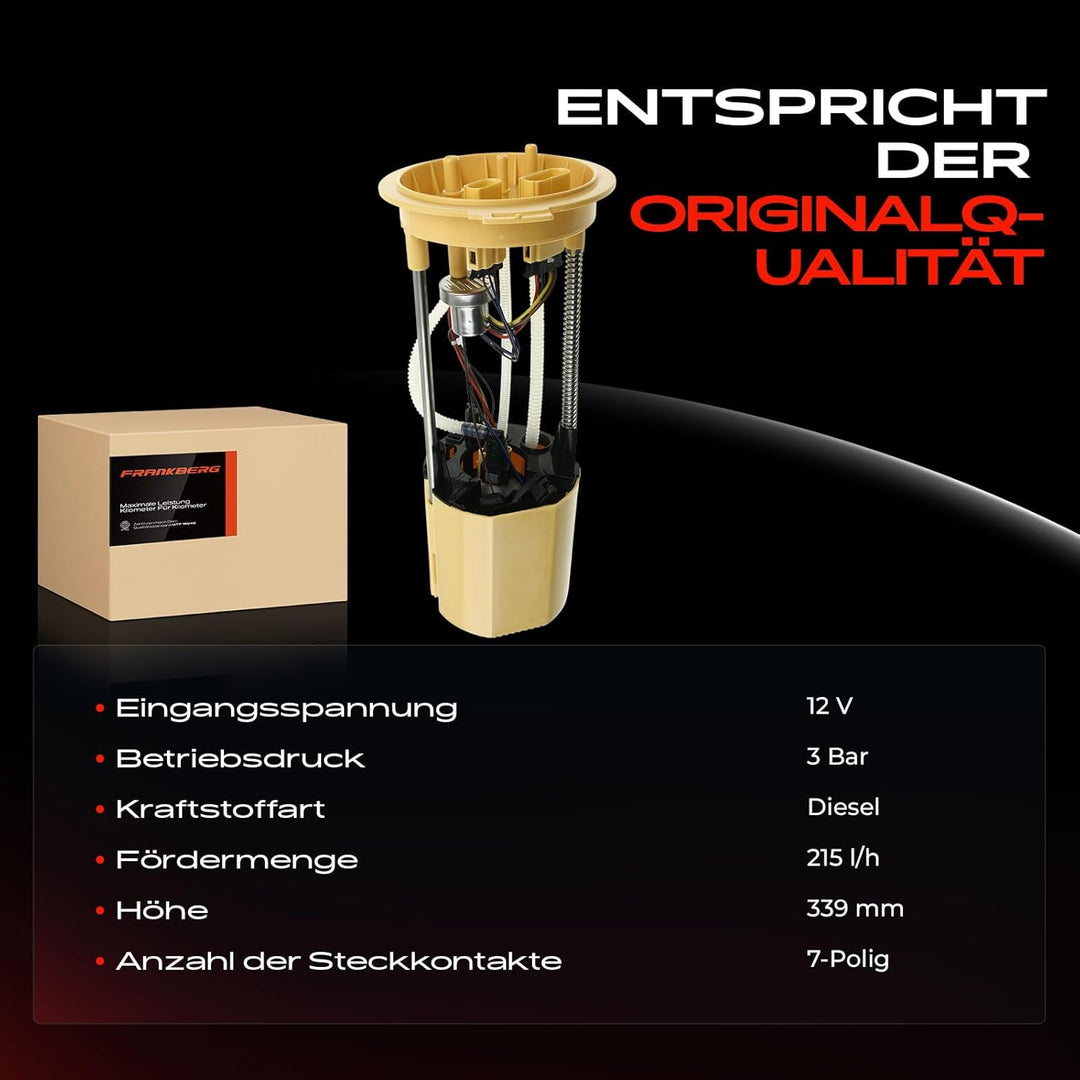 Frankberg 1x Kraftstoffpumpe Fördereinheit Kompatibel mit Q5 8RB 2.0L 2008-2017 M.a.c.a.n 95B 3.0L 2