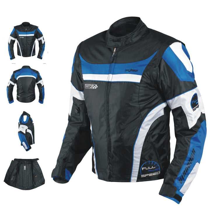 A-pro Motorradjacke für Damen, Nylon, Oxford, Thermoweste, reflektierend L Blau, L Blau