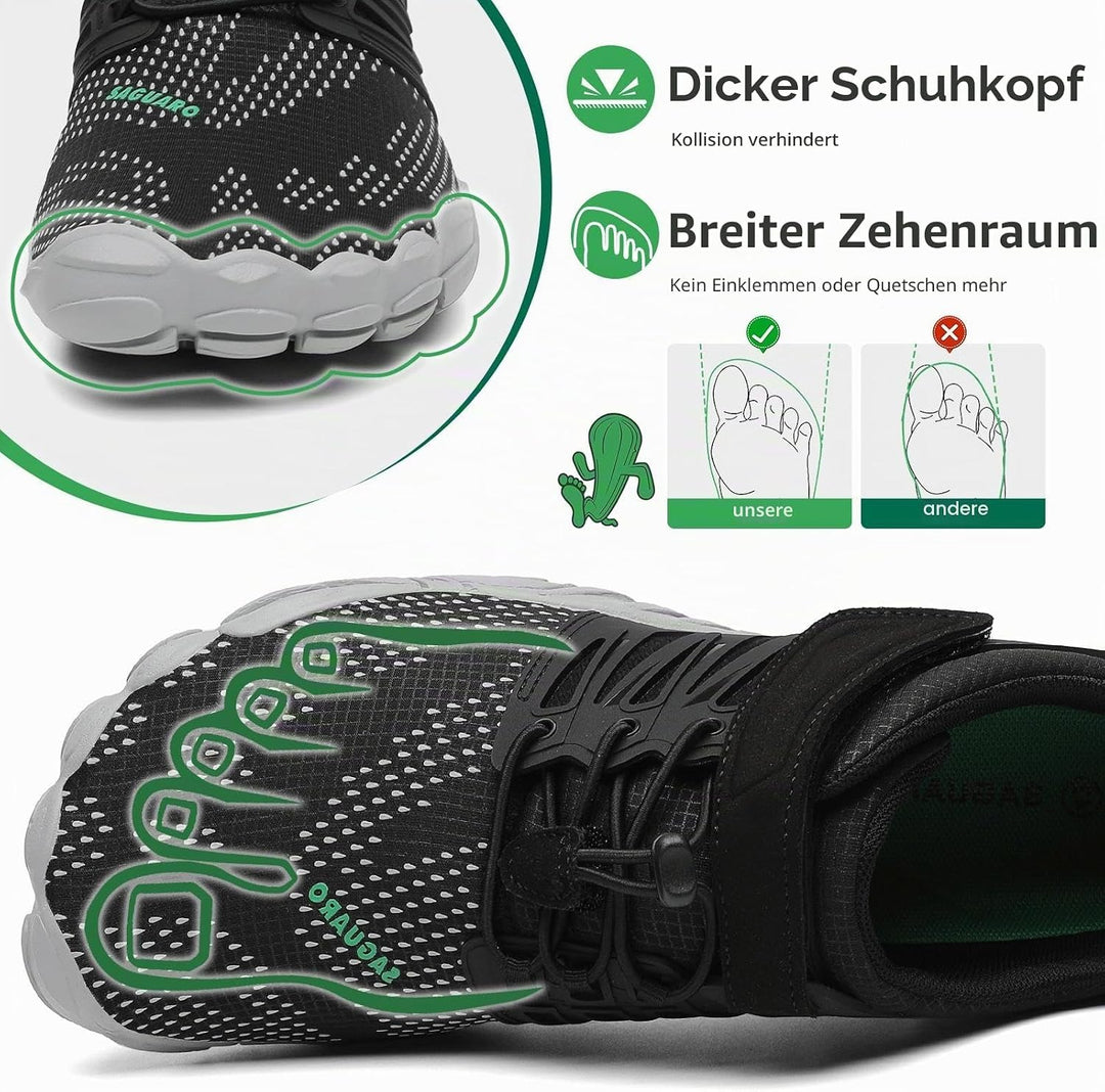SAGUARO Unisex Barfussschuhe Outdoor Zehenschuhe Traillaufschuhe 36 EU Grau, 36 EU Grau