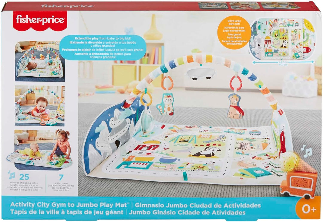 Fisher-Price GRV42 - Jumbo Abenteuer Spieldecke mit Musik, Lichtern und Fahrzeugen, Babyspielzeug fü