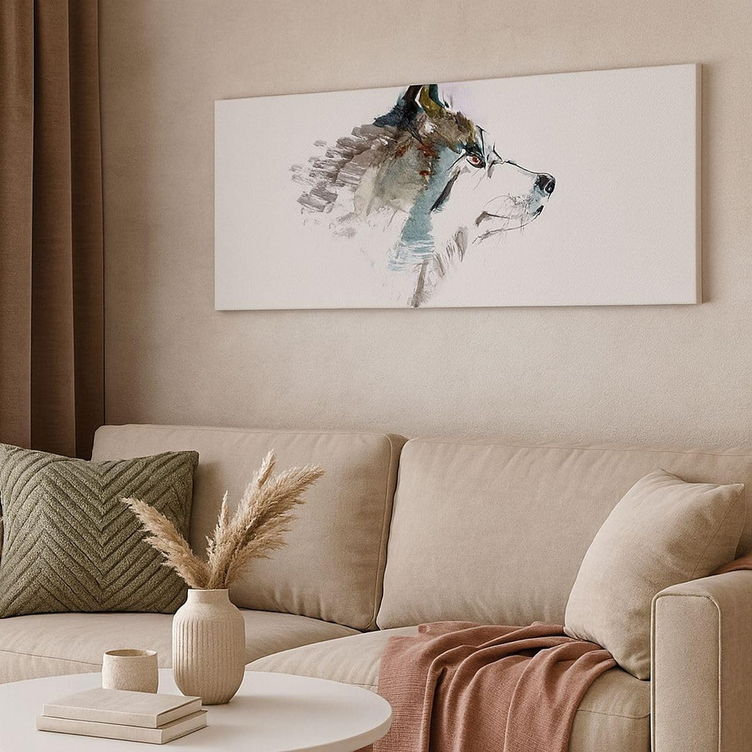 Wandbilder Dekoration Wohnzimmer Hund Illustration Fantasie Panorama Bilder auf Leinwand 120x50cm Le
